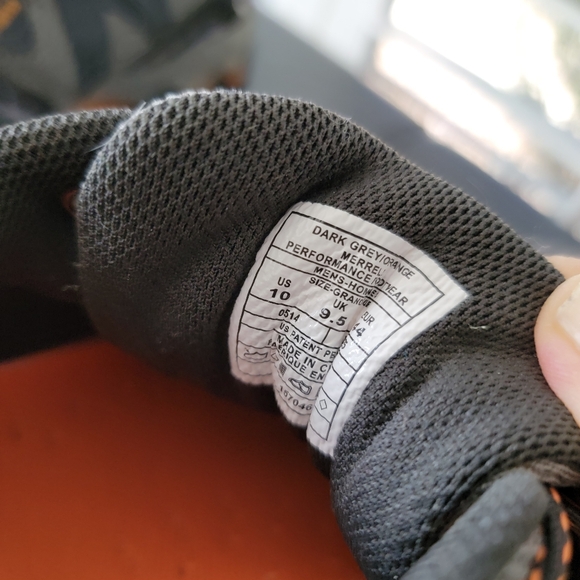 Merrell Dark Gray/Orange Men's Performance Sneakers SZ 10 - Picture 8 of 9